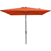 6.5 ft. x 10 ft. Rectangular Patio Umbrella with Tilt, Crank and 6 Sturdy Ribs for Deck Lawn Pool in ORANGE