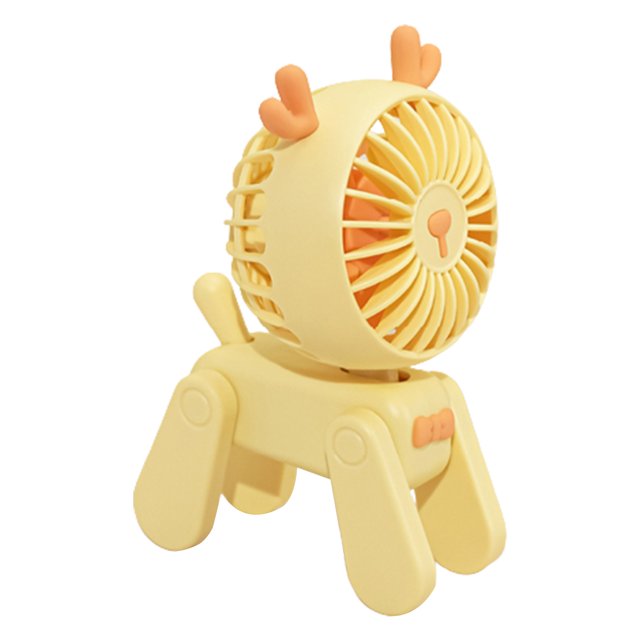 Mini ventilador USB Regalos para mascotas 5V 500mAh Ventiladores de mesa eléctricos de 3 velocidades Decoración (ciervo) Amarillo