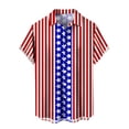 thumbnail image 5 of Ankishi American Flag Button Up Shirt US Flag Print Casual Short Sleeve Summer Shirt Vacation Tops for Memorial Day, 5 of 8