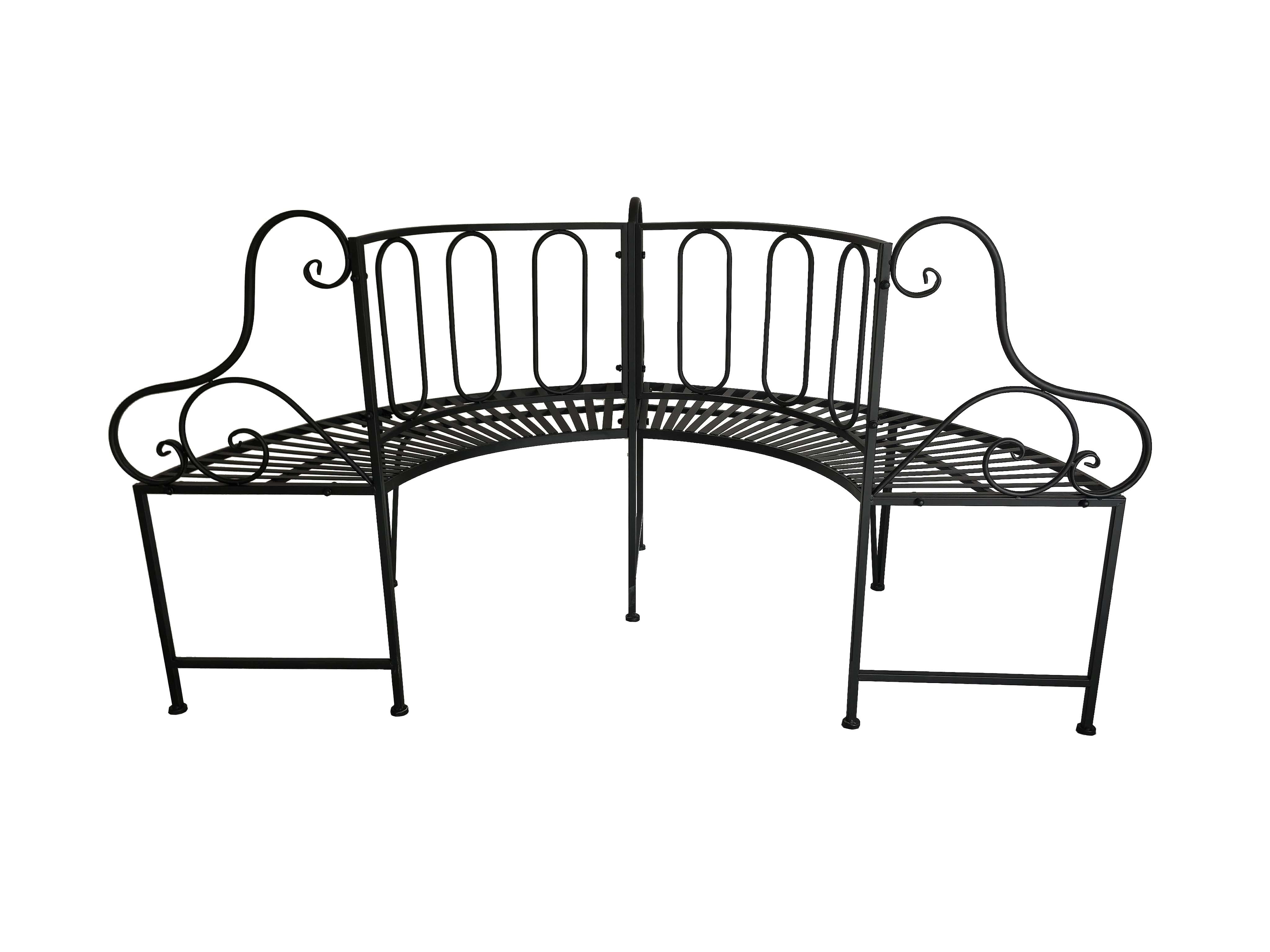 Hi-Line Gift Ltd 78676-BK Black Metal Tree Wrap Garden Bench