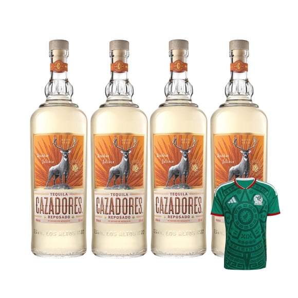 4 Tequila Cazadores Reposado 950 ml + Jersey Verde