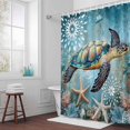 thumbnail image 5 of Ocean Turtle Starfish Fabric Shower Curtain Coral Marine Life Washable Shower Curtains for Bathroom, Waterproof Bath Curtain with Hooks Home Decor 72x72in, 5 of 8