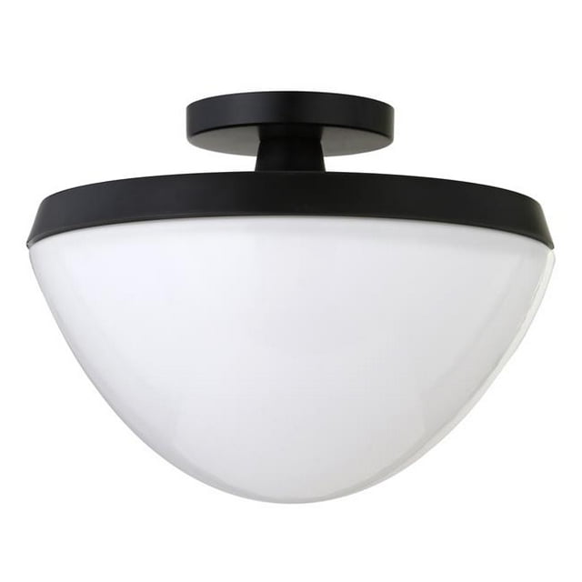 Hudson & Canal SF0804 Durant Matte Black Semi Flush Mount Ceiling Light with White Milk Glass