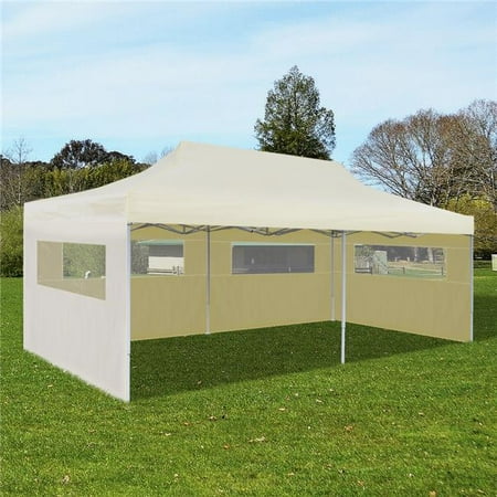 Online Gym Shop CB18731 Outdoor Foldable Pop-Up Party Tent, Cream - 10 x 20 ft.
