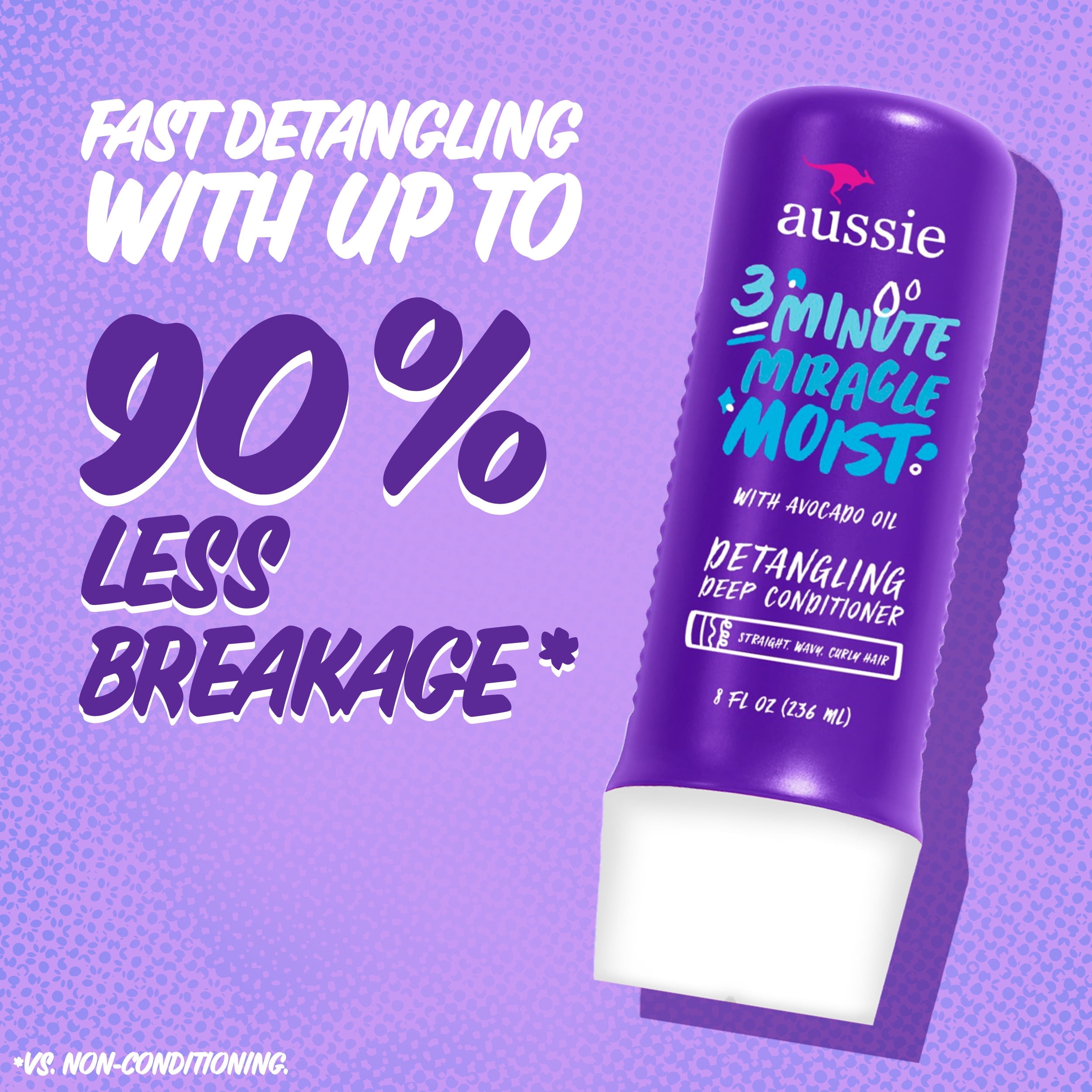 Aussie Moisturizer & Repair 3 Minute Miracle Detangling Deep Conditioner, Paraben Free, 8 fl oz  (图2)