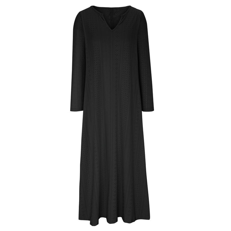 IROINNID Maxi Dress for Women Strapless V-Neck Shift Dress Winter V-Neck  Long Sleeve Button Long Dress ,Black - Walmart.com