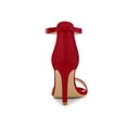 thumbnail image 2 of BLISSFUL STEP Women's Shoes Stiletto High Heels Ankle Strap Open Toe Faux Suede Sandals Red 6, 2 of 7