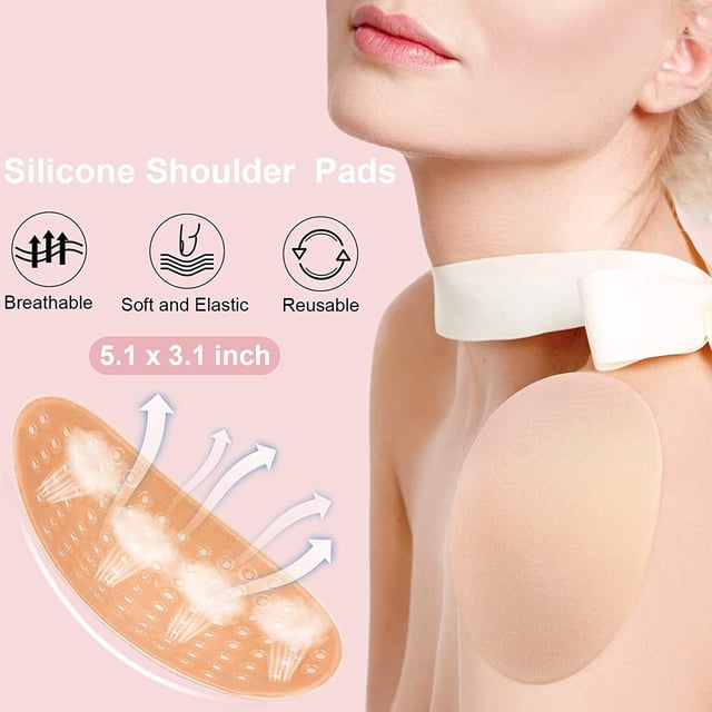 Neinkie 2Packs Silicone Shoulder Pads for Womens Clothing, Anti-Slip Shoulder Push-Up Pads Invisible Breathable Shoulder Enhancer Reusable