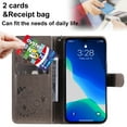 thumbnail image 4 of For iPhone 14 Pro Max Case, Mantto PU Leather Cover with Cat Patterned Embossed Cute Painted Flip Wallet Card Case, With Kickstand Hand Strap Magnetic Closure Case For iPhone 14 Pro Max, Gray, 4 of 9