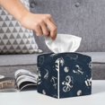 thumbnail image 6 of Rateoe Vintage Marine Pattern Tissue Box Cover, Modern Square Decorative Leather Facial Paper Case Organizer Holder Dispenser 5X5X5'', 6 of 8