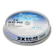 100 Pack Smartbuy 2x 25GB Blue Blu-ray BD-RE Rewritable Branded Logo Blank Bluray Disc
