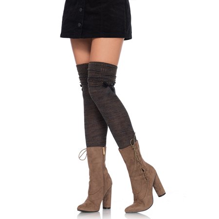 - Leg Avenue Marled Knit OVer the Knee Scrunch Socks with Mini Bow Accent