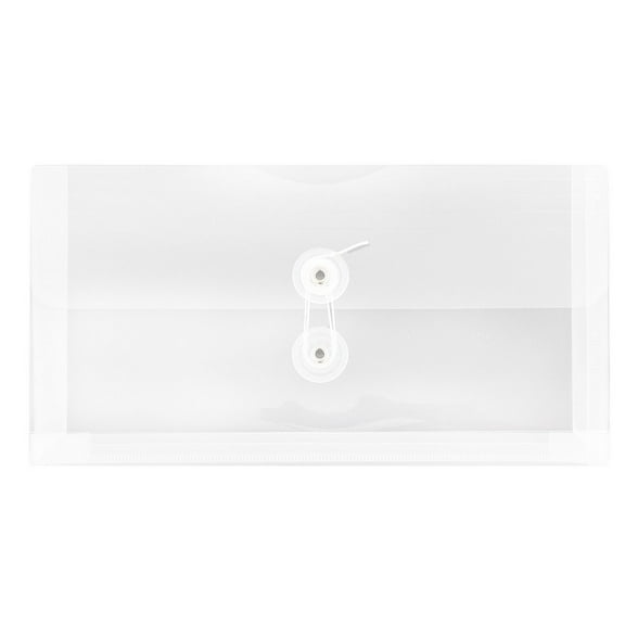 JAM Paper Plastic Envelopes with Button & String Tie Closure, #10 Business Booklet, 5 1/4 x 10, Clear, 3/pack