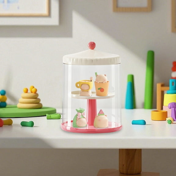 Hovmgk Rotating Blind Box Storage Display Rack, 360° Rotating Toy Storage Box with Transparent Cover, Adjustable Height, Multifunctional Organizer for Collectibles & Home Décor, Green/Yellow