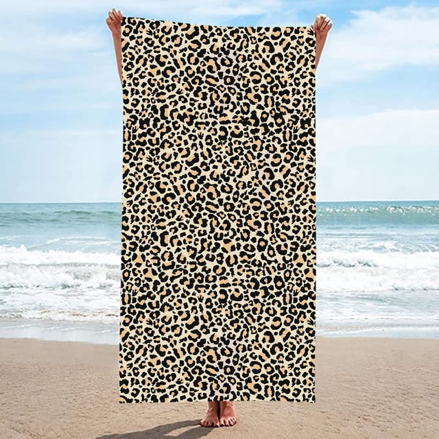 Bath Towel for Everyday Use Microfiber Leopard Beach Blanket Travel Sandproof Multipurpose 75x150 cm
