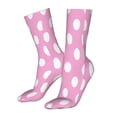 thumbnail image 5 of Goofa Pink And White Polka Dot for 16in Socks, Funny Novelty Crazy Design Cotton Socks Sports Socks Knee High Socks For Men, Women,1Pairs - Gift For Working Friends, 5 of 7