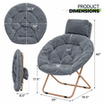 thumbnail image 2 of Magshion Foldable Saucer Chairs with Pillow, Portable Accent Chairs with Metal Frame, Moon Chair for Bedroom Living Room, Gray, 2 of 10