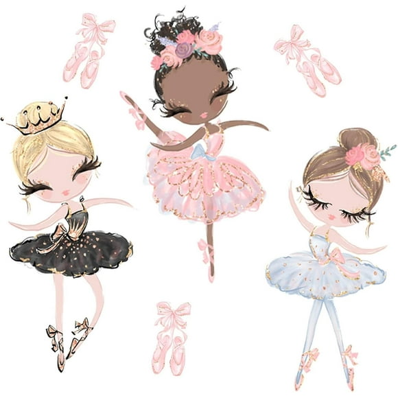 Ballet Girl Lovely Pink Cartoon Pattern Children's Wall Stickers, Kindergarten Girl's Room Baby Room Dance Room Self-adhesive Painting