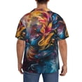 thumbnail image 3 of Pofeuu Vibrant Rooster Painting Print Mens Casual Short Sleeve Shirts Beach Summer Spread Collar Pocket Tops Men's Casual Short-sleeved Shirt-Large, 3 of 5