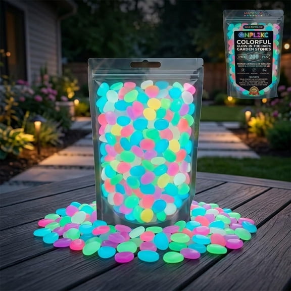Tikeitoo Glow in The Dark Rocks Glowing Rocks for Outdoor Decor, Garden Lawn Yard, Aquarium, Walkway, Fish Tank, Pathway, Luminous Pebbles Powered by Light or Solar-Recharge Repeatedly
