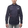 thumbnail image 1 of Sean John Camisa bordada con botones y salpicaduras de pintura para hombre, azul, XXX-Large, 1 of 1