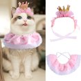 thumbnail image 5 of Birthday Hat Scarf Set For Pet Puppy Cat, Cute Lace Bandana Bib Scarf Crown Hat Princess Costume, 5 of 5