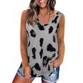 thumbnail image 2 of ICHUANYI Clearance Women Floral Printing Tank Fit Round-Neck Sleeveless Block Tunic Tee Tops(Gray, XL) ICHUANYI WER2023081007175, 2 of 3