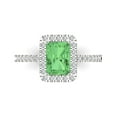 thumbnail image 2 of 1.86ct emerald cut green Zircon 18k white gold halo Bridal Wedding Engagement Promise Anniversary Ring for Women size 5.5, 2 of 7