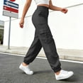 thumbnail image 5 of LIIPEE Womens Cargo Pants Casual Solid Color Elastic Waist Loose Tapered Leg Pants With Pockets Ladies Breathable Everyday Trousers,M, 5 of 5