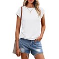 thumbnail image 1 of KYAIGUO Chemise à Manches Courtes pour Femmes, Pull Décontracté en Coton, Col Rond, T-Shirts d'Été, S-2TG, 1 of 6