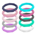 thumbnail image 3 of PAQUETE DE 10 BANDAS DE DEDO DE GOMA Y SILICONA UNISEX CON DISEÑO DE ROMBO COLORIDO, 3 of 9