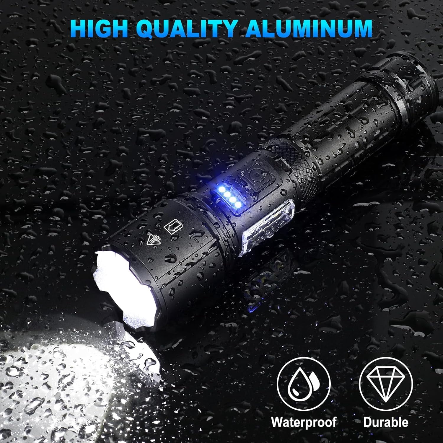 2-PCS Rechargeable LED Flashlights High Lumens, 990,000 Lumens Super Bright Flashlight 7 Modes w/COB Work Light, Powerful Flash Light for Outdoor Emergency Hiking Camping