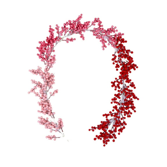 Beautynvta Christmas Berry Garland, 6.56 Ft Flexible Artificial Red and Pink Berry Christmas Garland for Indoor Outdoor Home Fireplace Decoration