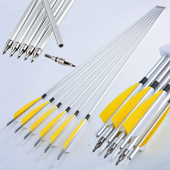 30" Archery Aluminum Arrows Spine 500 Compound Bow Hunting Target-12pcs Yellow