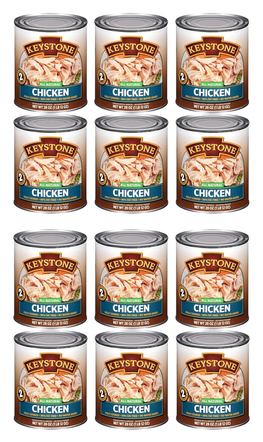 (Pack of 48 Cans) Keystone All Natural 28 Oz| Ground Beef Pack of 12 | Chicken Pack of 12 | Pork Pack of 12 | Turkey Pack of 12 | Fully Cooked Ready to Eat |Long Shelf Life Emergency Survival Food