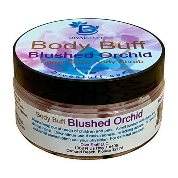 Diva Stuff Sugar Cube Body Buff Scrub, Exfoliates and Hydrates Skin, Pairs With Our Crepey Skin Cream - Blushed Orchid, 8 oz (Made in the USA)