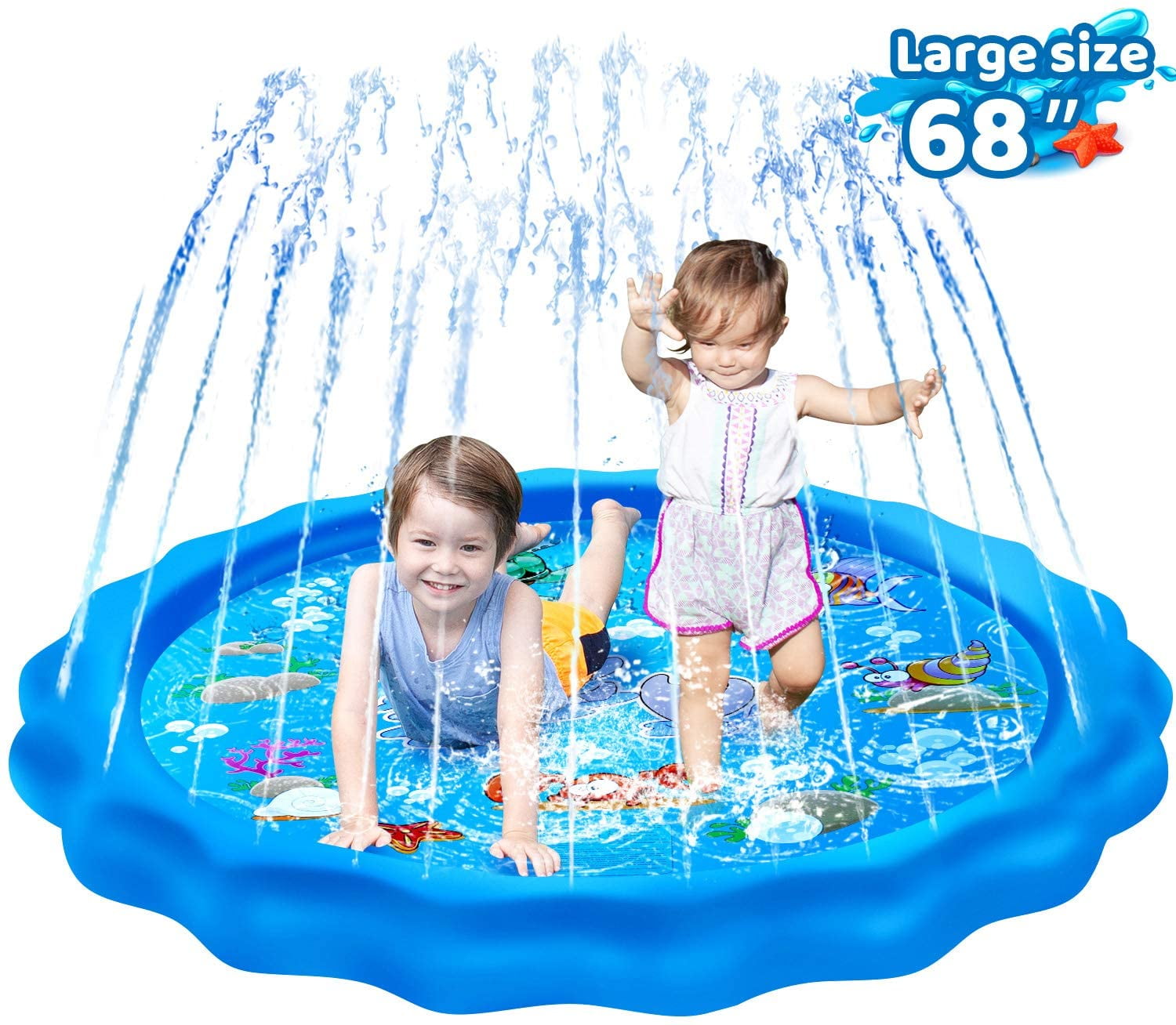 Details about   Kids Sprinklers Pad Outdoor Splash Toddlers Baby Pool 68 In Water Toys Gifts Mat 