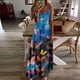 thumbnail image 1 of ICHUANYI Clearance Women Fashion Sling Mid-waist V-neck Sleeveless Printing Slim Beach Long Dress(Blue, S) Ichuanyi Ichuanyi, 1 of 5