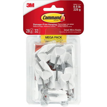Command Small Wire Hooks Mega Pack, White, 28 / Pack (Quantity)