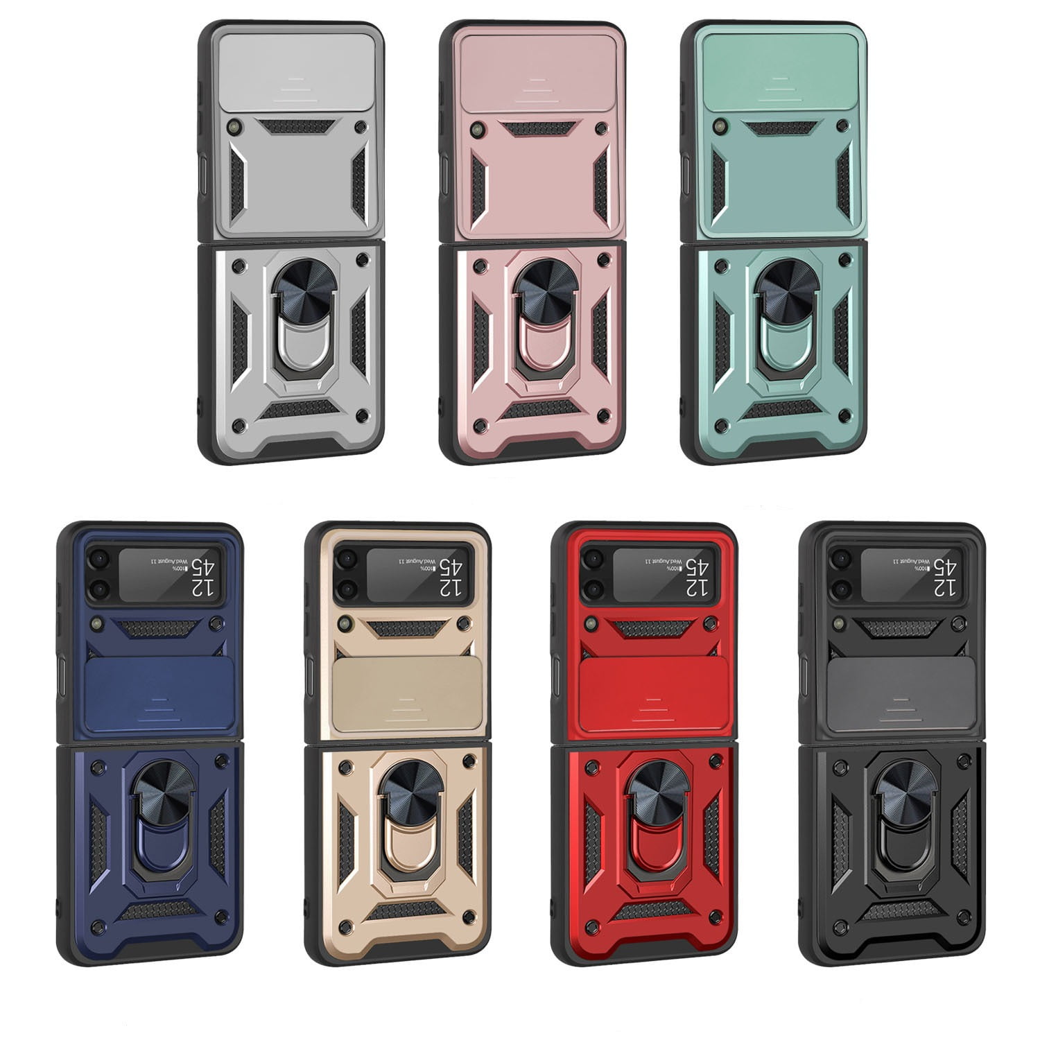 Case For Galaxy Z Flip 3 5g Armor Heavy Duty Hard Back Case Cover With Magnetic Phone Grip Ring Anti Scratch Shockproof Support Wireless Charging Conque For Samsung Galaxy Z Flip 3