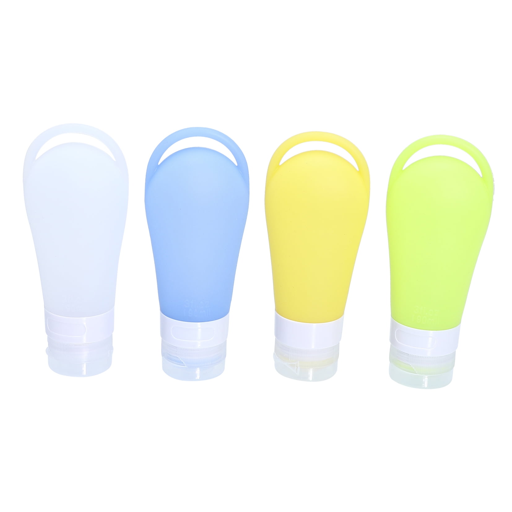 HOOWIFFY 4-Pack Reusable Silicone Travel Bottles for Toiletries, Leak-Proof Sub-Packing Bottles 13.5x5.3cm, Ideal for Vacation