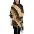 thumbnail image 1 of Women's Fashion Tassel Scarf, Retro Abstract Swirl Long Shawl, Lightweight and Warm, 1 of 9