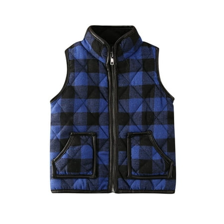 

Huakaishijie Toddler Baby Girl Christmas Plaid Zipper Jacket Thick Vest Waistcoat Warm Winter Coats