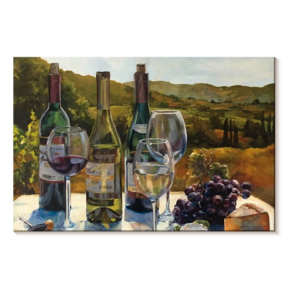 Elephant Stock A Wine Tasting Wall Art - Horizontal Canvas Wall Art - Cafe & Restaurant Wall Decor - Food And Drink Canvas - Gray And Green Decor By Marilyn Hageman - 48" x 32"