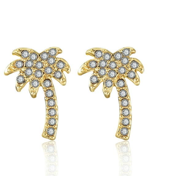 Buyless Fashion Girsl Palm Tree Hypoallergenic Stainless Steel Stud Earrings