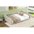 thumbnail image 4 of Full XL Size Upholstery Daybed and Side Storage Pocket, Beige, 4 of 9