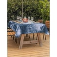 thumbnail image 4 of 60x120 Inch Outdoor Tablecloth with Umbrella Hole Zipper Rectangle Navy Blue Ombre Rectangular Tablecloths Outside Waterproof Gradient Abstract Art Vintage Patio Table Cloth Cover for Picnic Party, 4 of 8