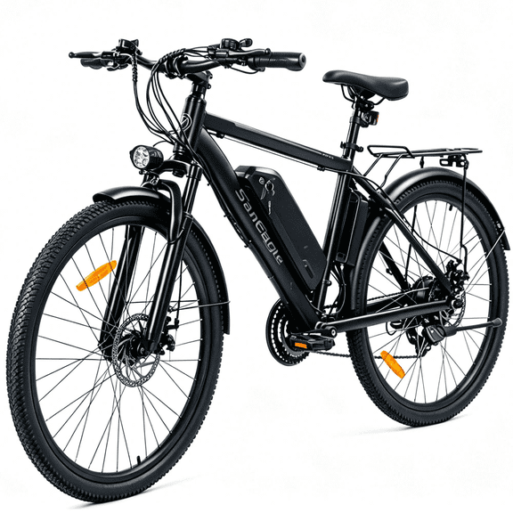 Saneagle 700W Electric Bike for Adults, Max 20MPH, 26 Inch Class 2 Commuter E‑Bike, 364Wh Removable Lithium‑Ion Battery, Shimano 21 Speed, UL 2849 Certified, Black