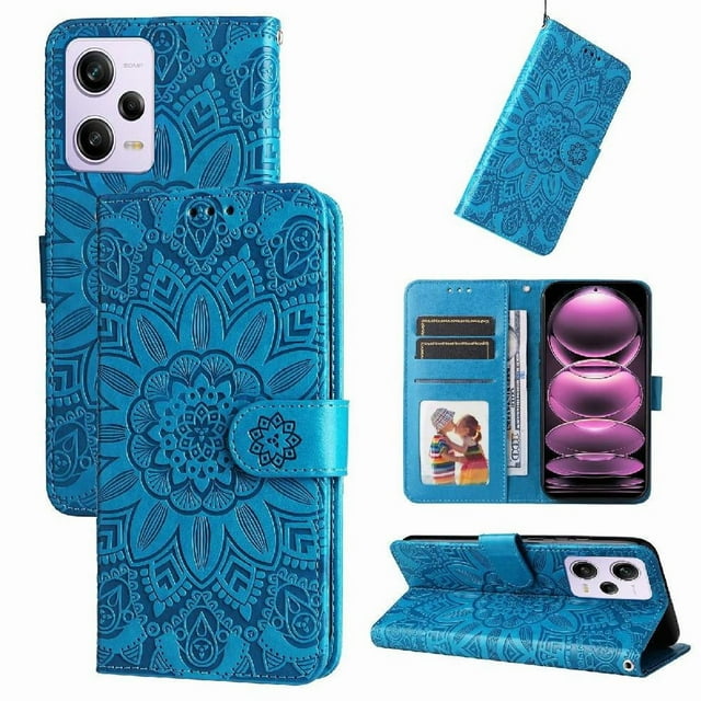 Funda tipo cartera GANGXUN para Xiaomi Redmi Note 12 Pro 5G , diseño girasol, cuero PU, soporte, cierre magnético, tarjetero