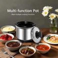 thumbnail image 5 of Mini Slow Cooker, 0.65 Qt Capacity small slow cooker, Ceramic Pot, Nutrient Loss Reduction, For Sauces, Stews & Dips, Round (stainless s), 5 of 5